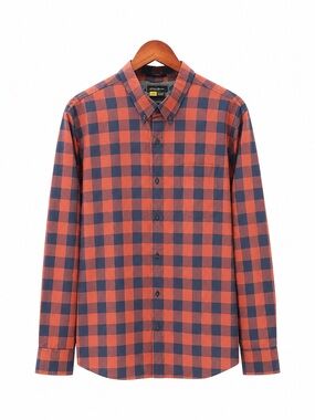 Eddie Bauer Red and Navy Plaid Button-Down Shirt